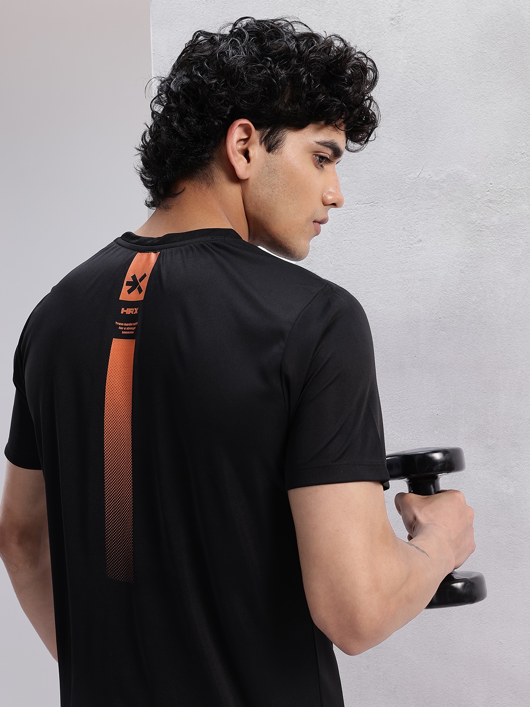 

HRX by Hrithik Roshan Men Striped Rapid-Dry Training T-shirt, Black