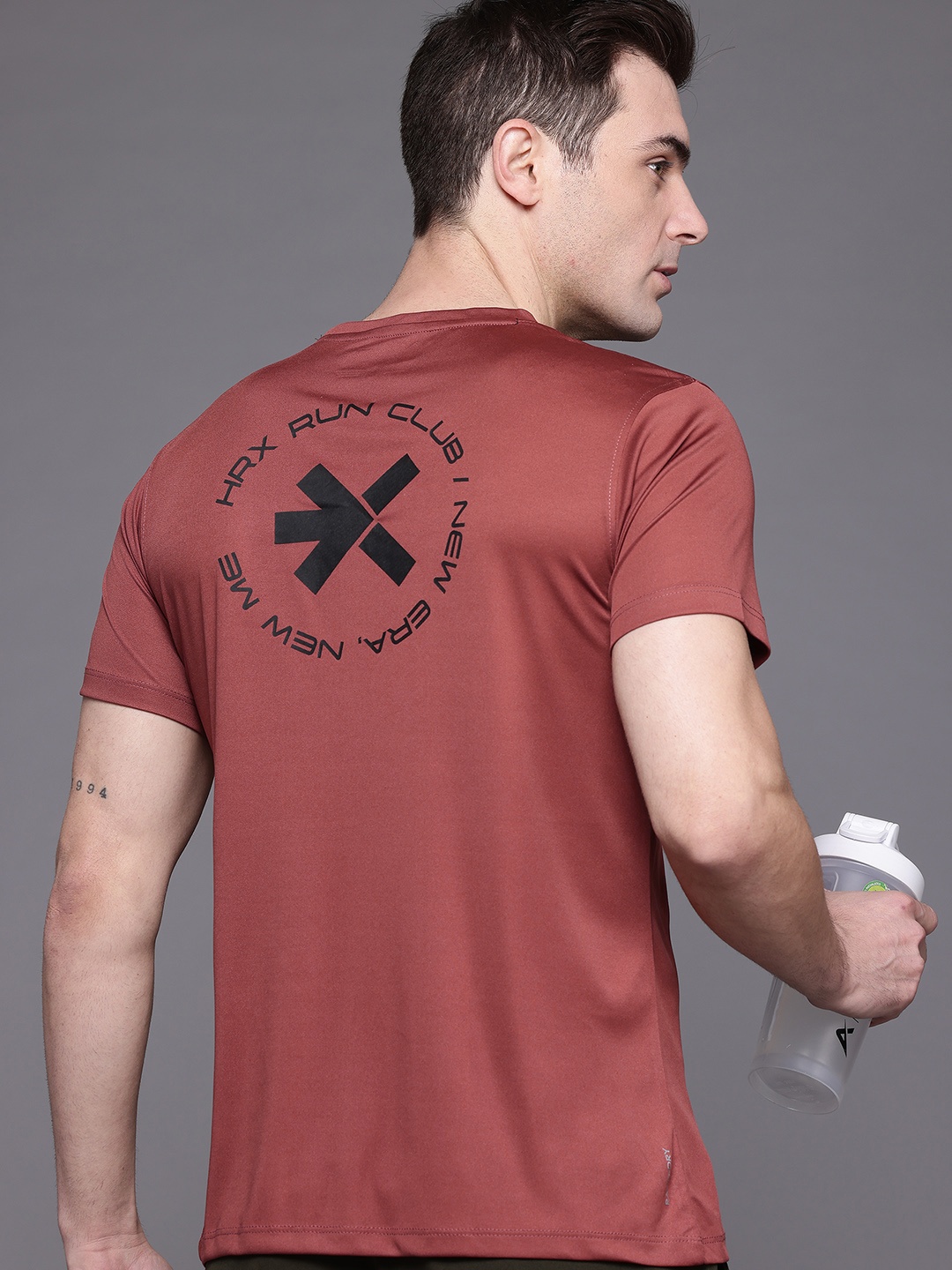 

HRX by Hrithik Roshan Printed Rapid-Dry Running T-shirt, Rust