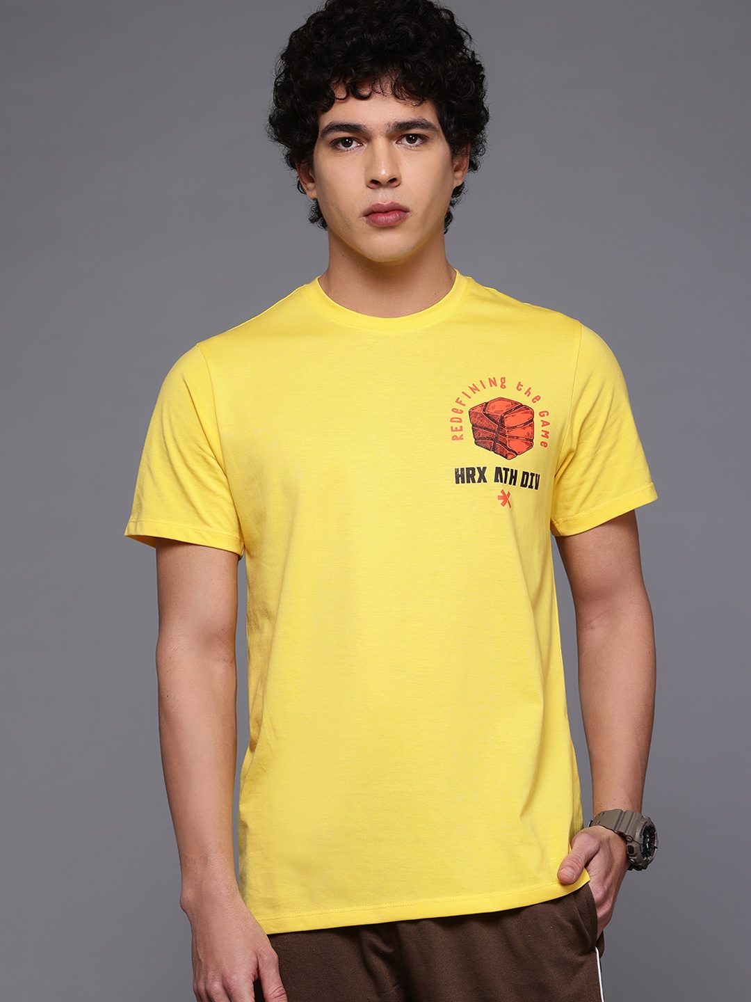 

HRX by Hrithik Roshan Men Lifestyle T-shirt, Yellow