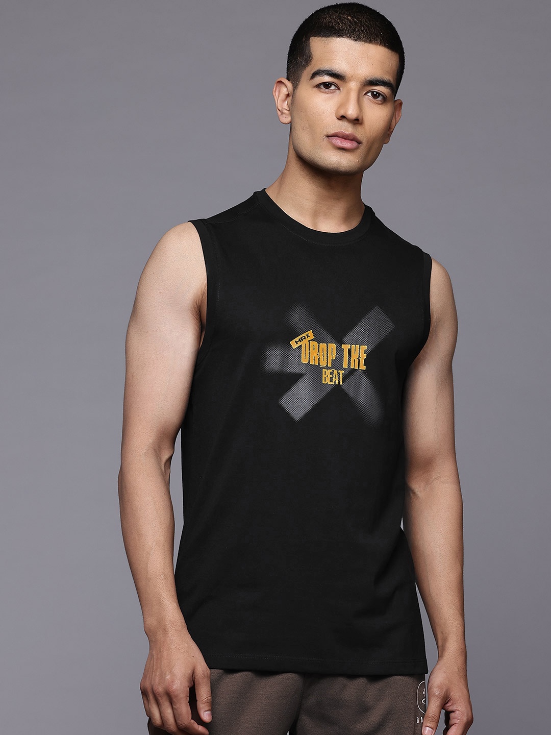 

HRX by Hrithik Roshan Typography Printed Sleeveless T-shirt, Black