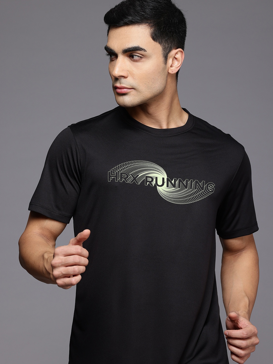 

HRX by Hrithik Roshan Typography Print Running T-shirt, Black