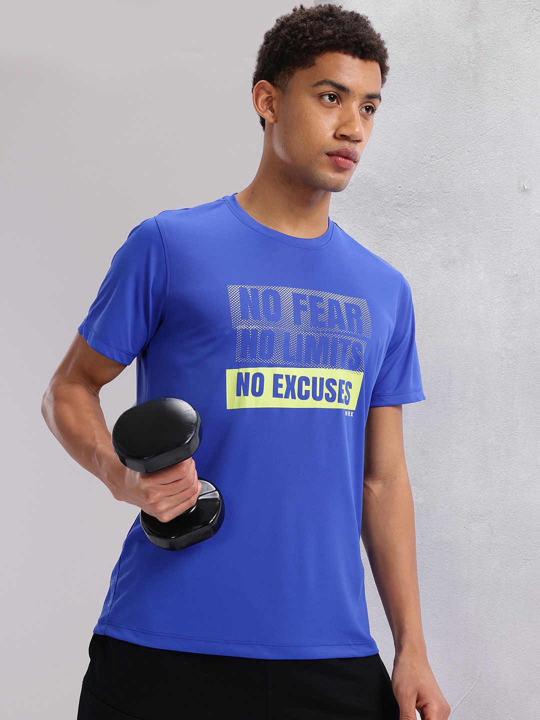 

HRX by Hrithik Roshan Men Typography Printed Rapid-Dry Training T-shirt, Blue