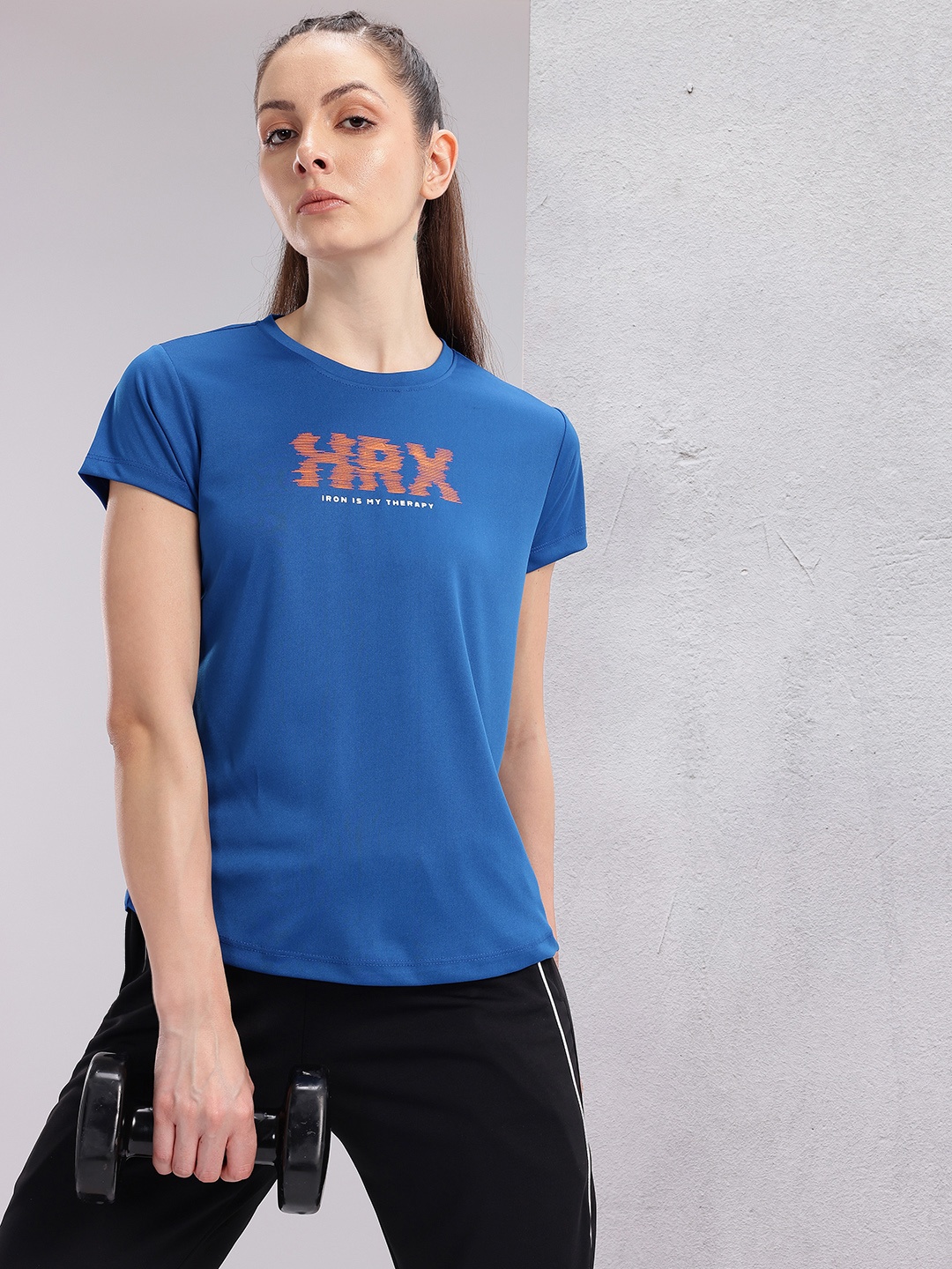 

HRX by Hrithik Roshan Couple Collection Brand Logo Printed Rapid-Dry Training T-shirt, Blue