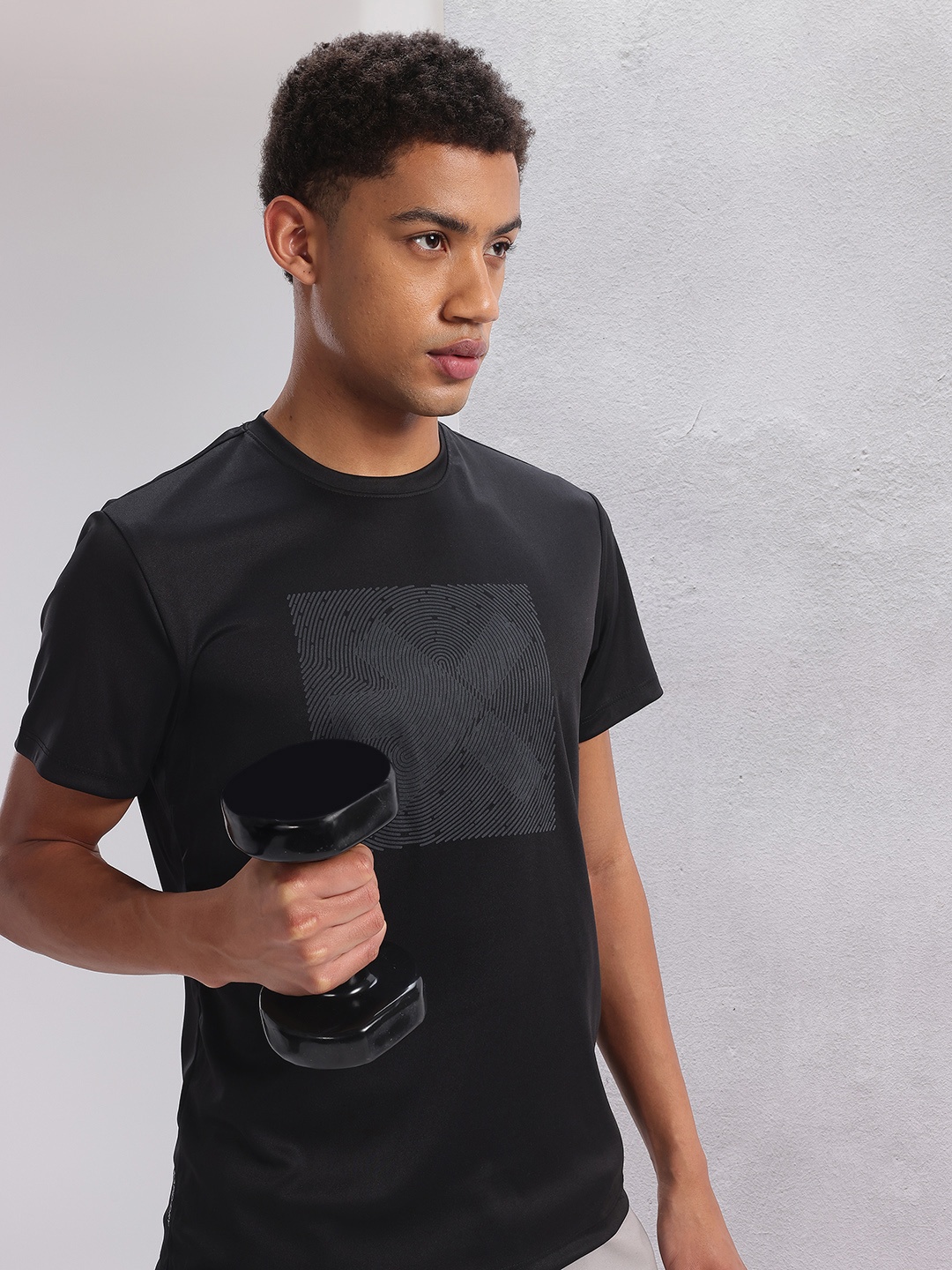 

HRX by Hrithik Roshan Twin Collection Rapid-Dry Printed Training T-shirt, Black