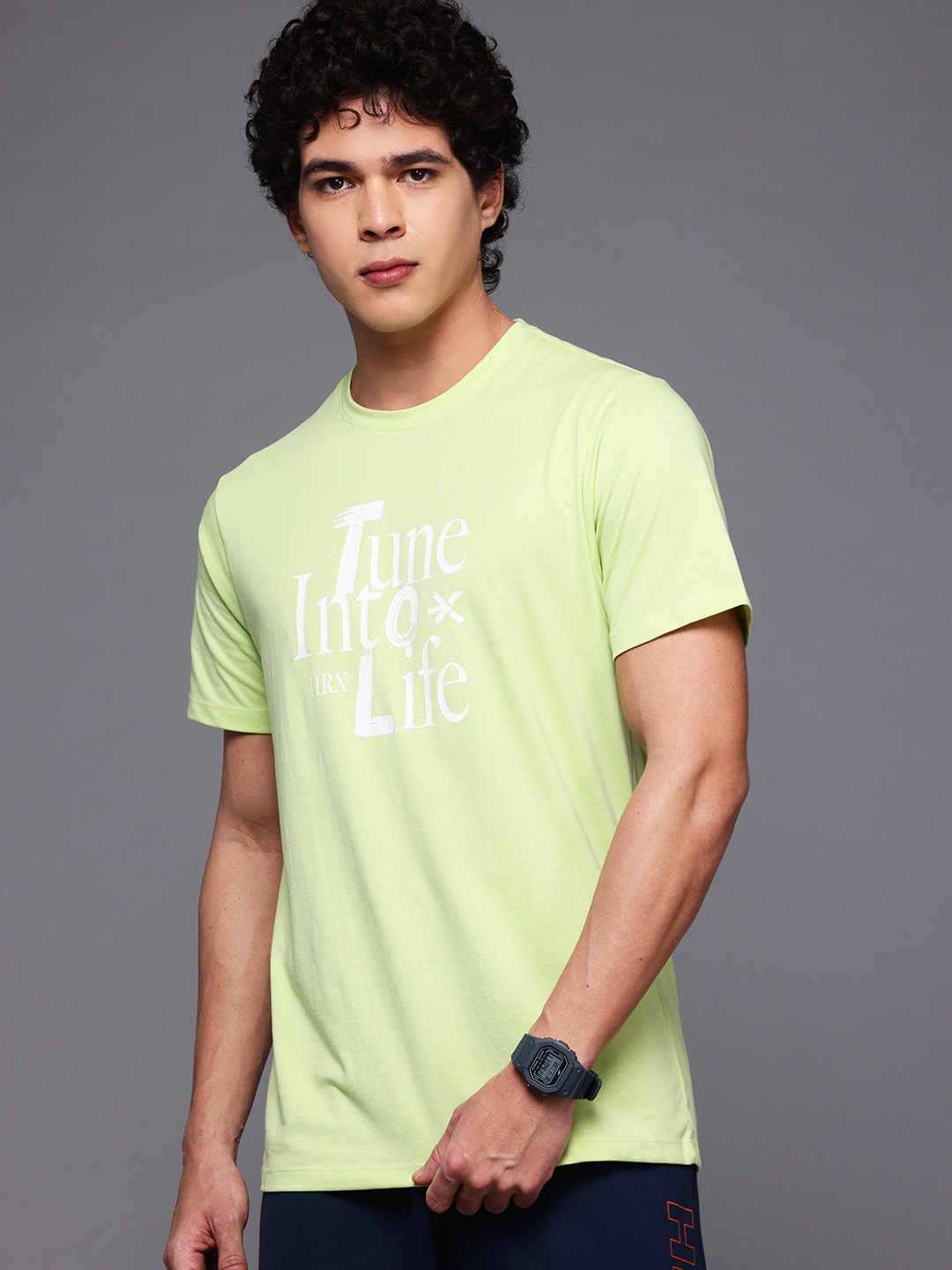 

HRX by Hrithik Roshan Typography Printed Lifestyle T-shirt, Lime green