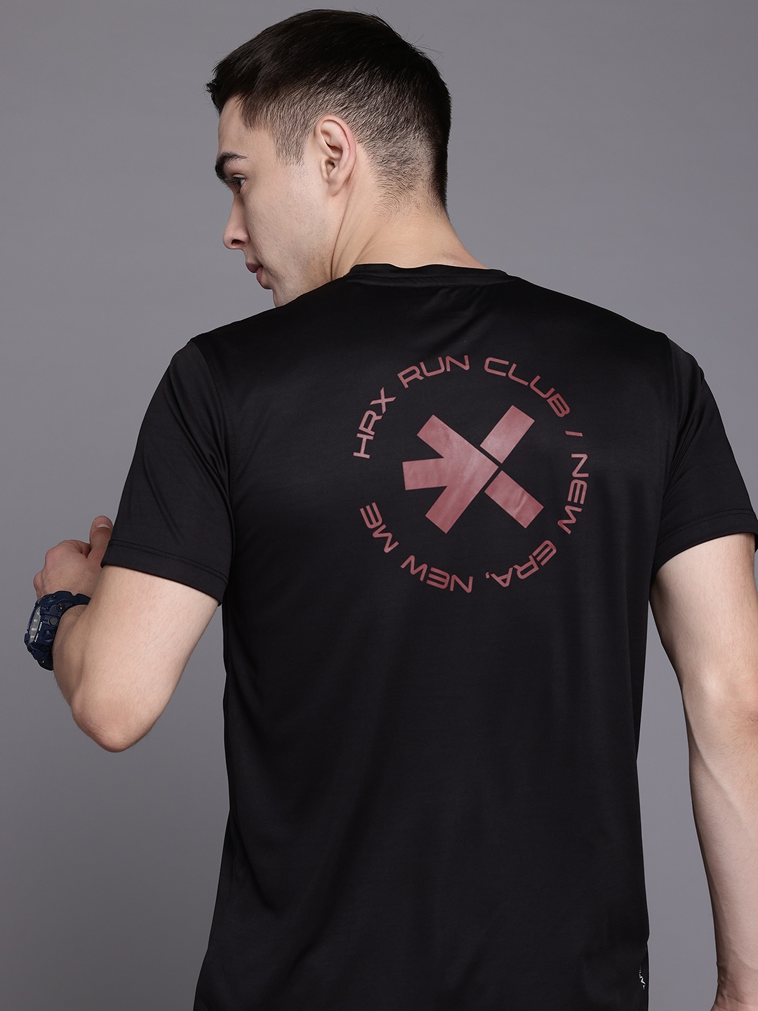 

HRX by Hrithik Roshan Printed Rapid-Dry Running T-shirt, Black