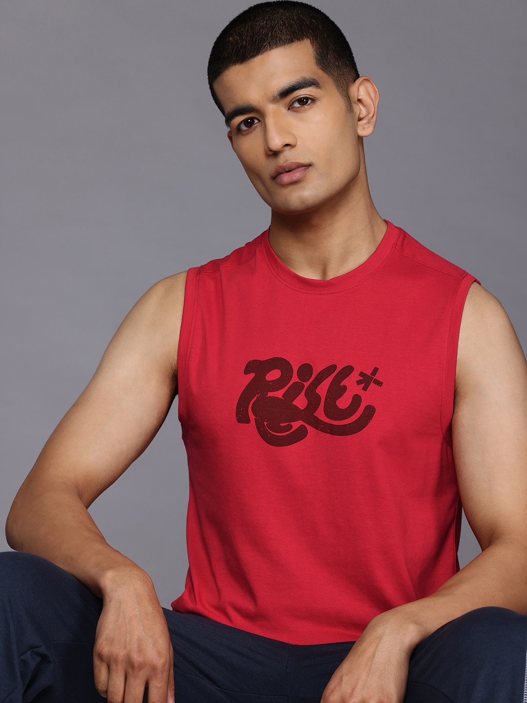 

HRX by Hrithik Roshan Typography Printed Sleeveless T-shirt, Red