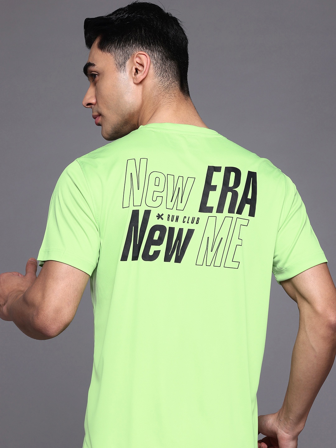 

HRX by Hrithik Roshan Typography Rapid-Dry Running T-shirt, Fluorescent green