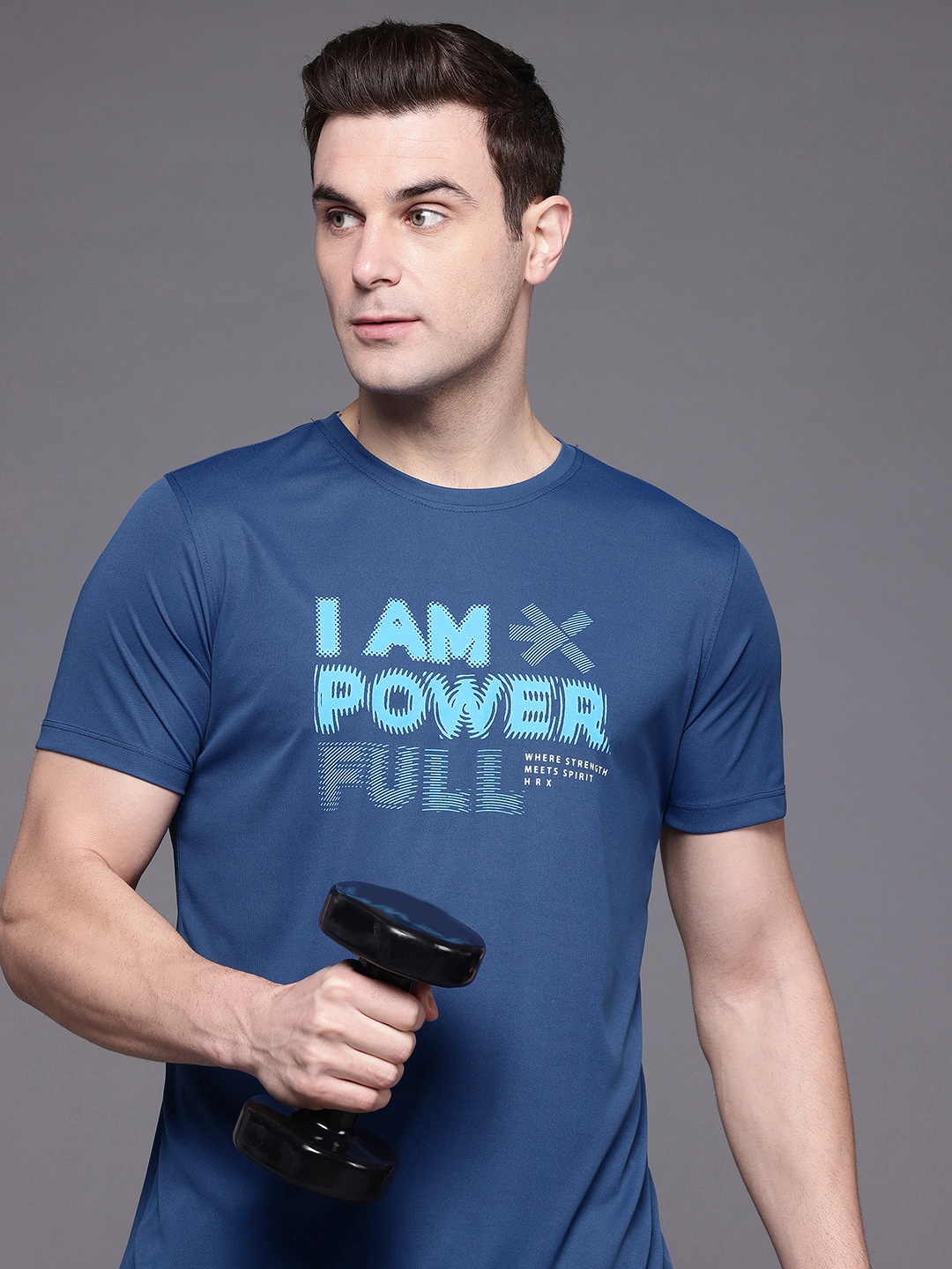

HRX by Hrithik Roshan Printed Rapid-Dry Training T-shirt, Blue