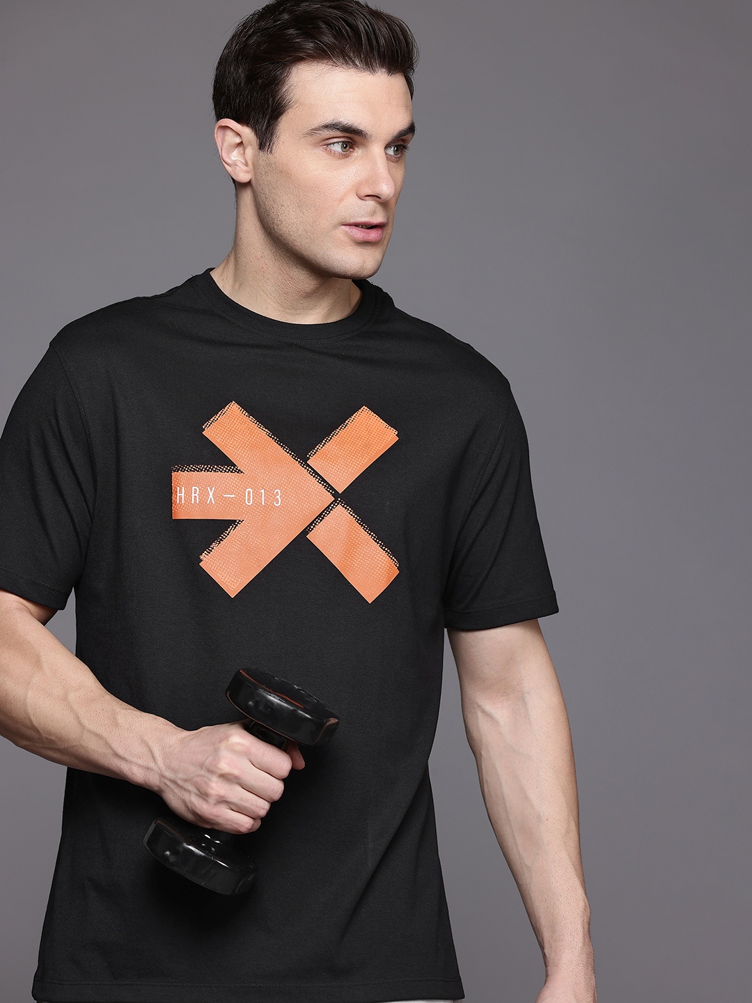 

HRX by Hrithik Roshan Couple Collection Brand Logo Print Training T-shirt, Black