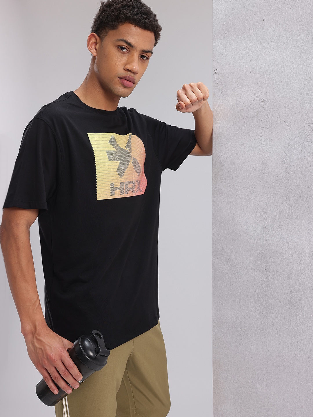 

HRX by Hrithik Roshan Men Twin Collection Brand Logo Printed T-shirt, Black