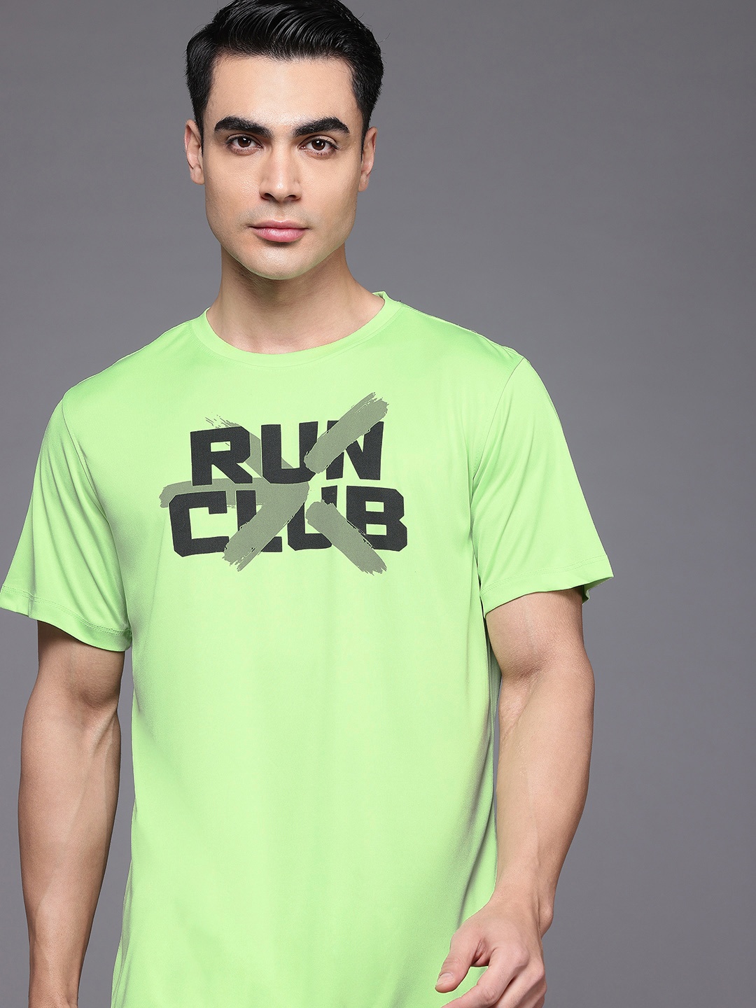 

HRX by Hrithik Roshan Typography Rapid-Dry Running T-shirt, Fluorescent green