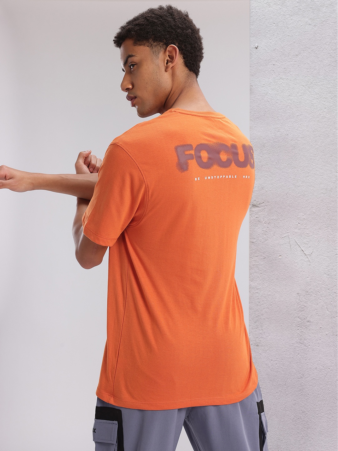 

HRX by Hrithik Roshan Twin Collection Typography Print Training T-shirt, Orange