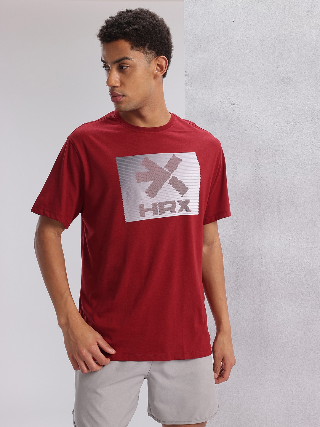 

HRX by Hrithik Roshan Twin Collection Brand Logo Printed T-shirt, Red