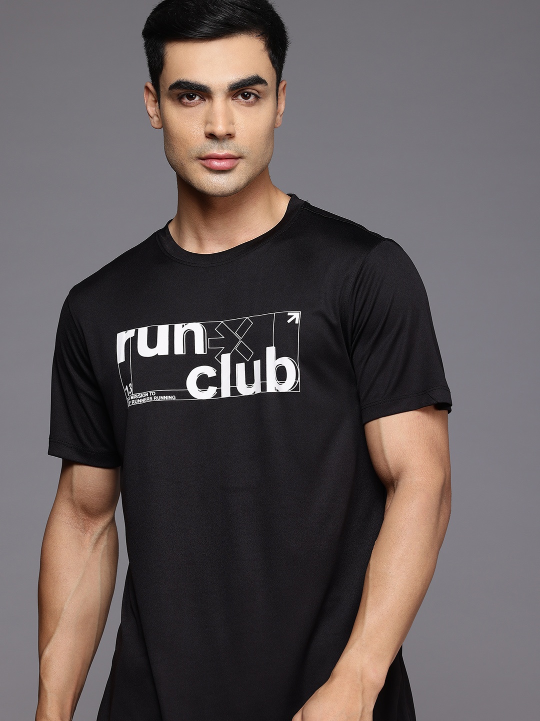 

HRX by Hrithik Roshan Typography Print Rapid-Dry Running T-shirt, Black