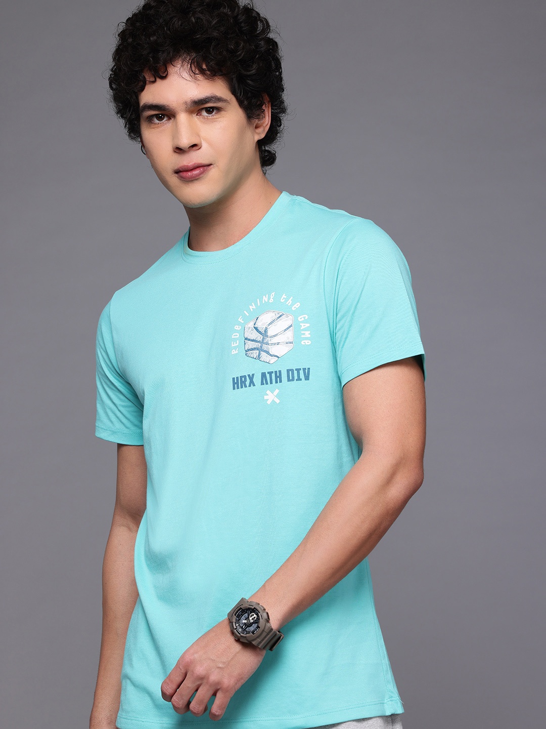 

HRX by Hrithik Roshan Placement Print Lifestyle T-shirt, Sea green