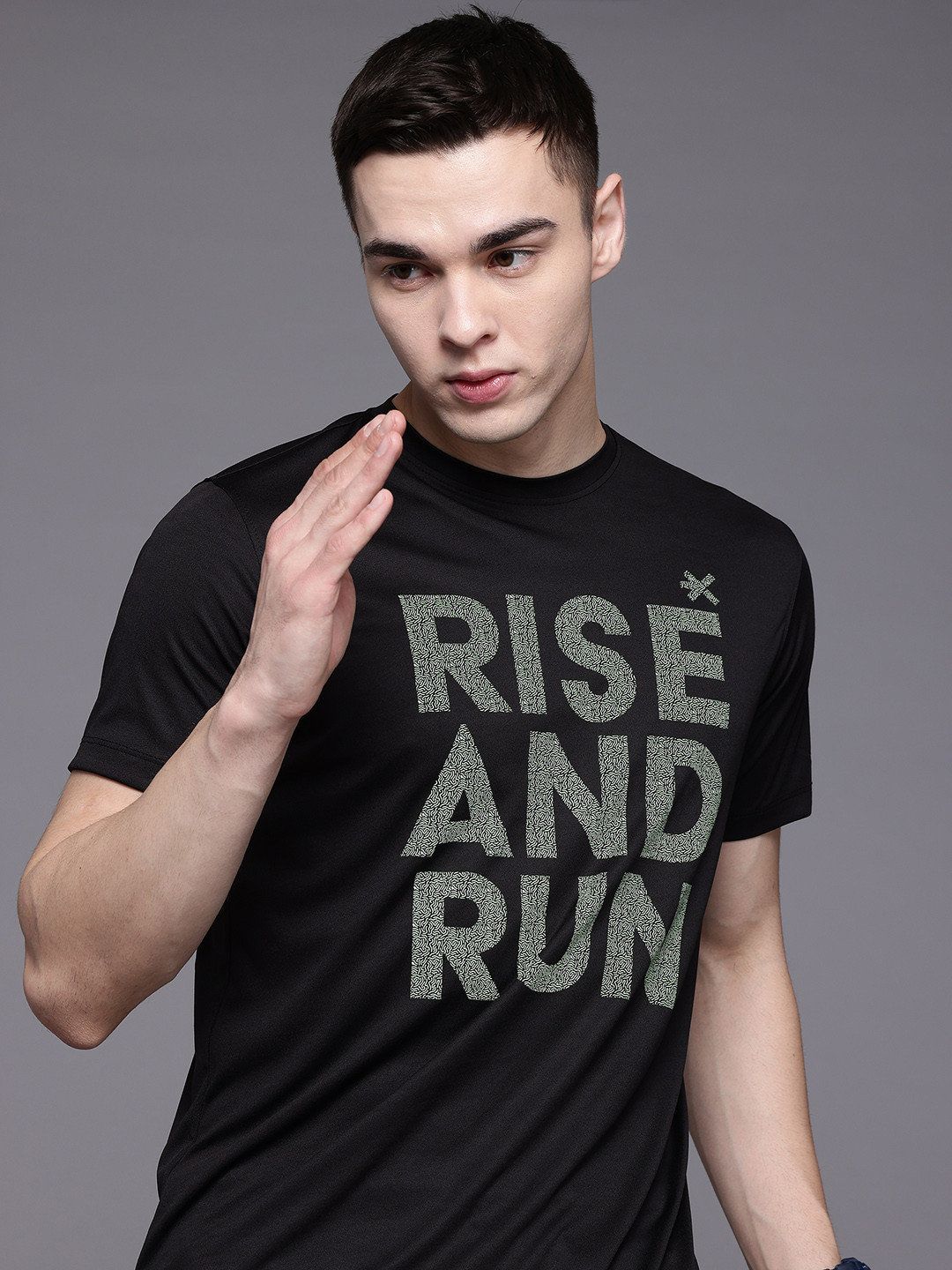 

HRX by Hrithik Roshan Men Typography Printed Rapid-Dry Running T-shirt, Black