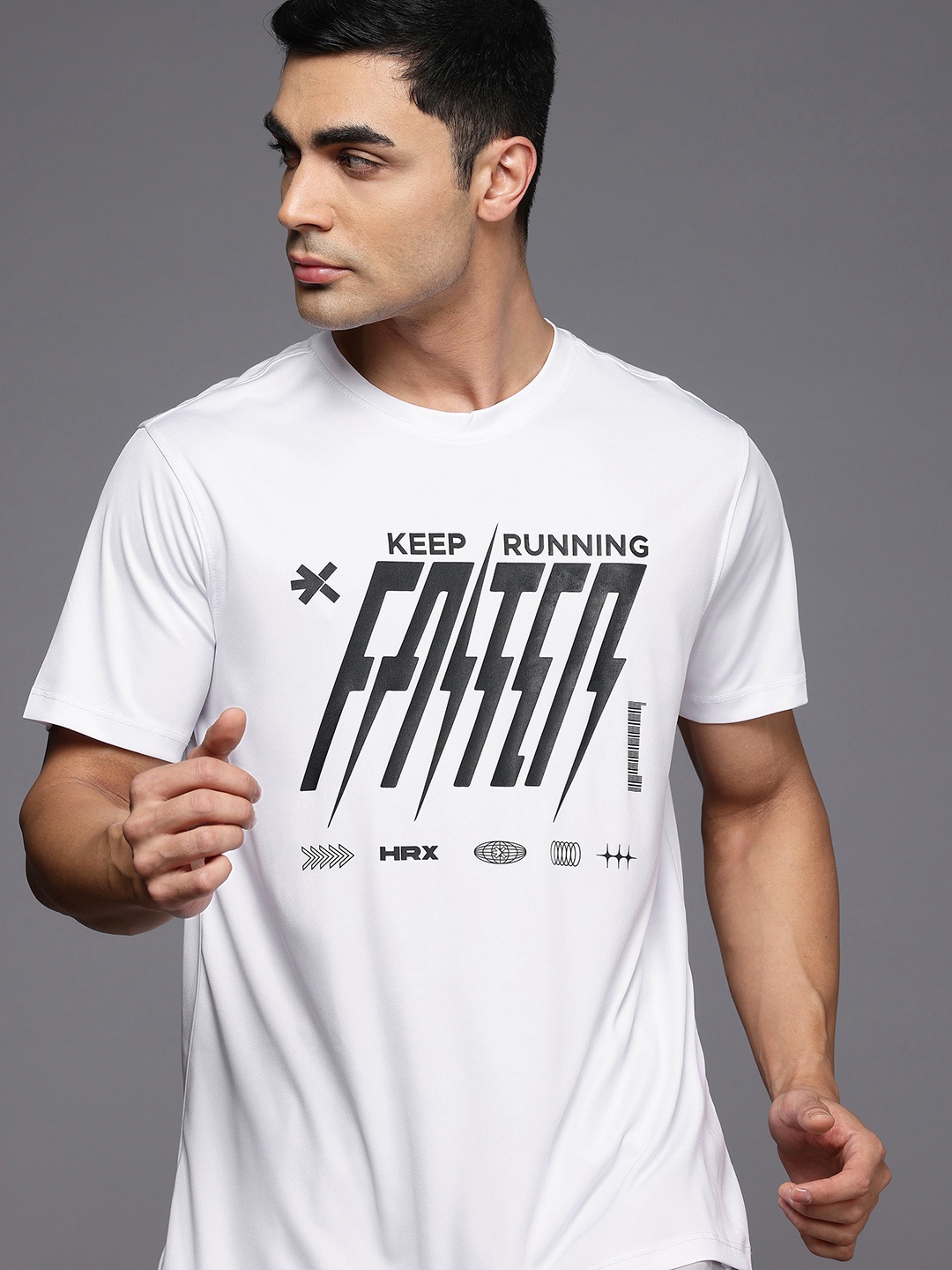 

HRX by Hrithik Roshan Typography Print Running T-shirt, White