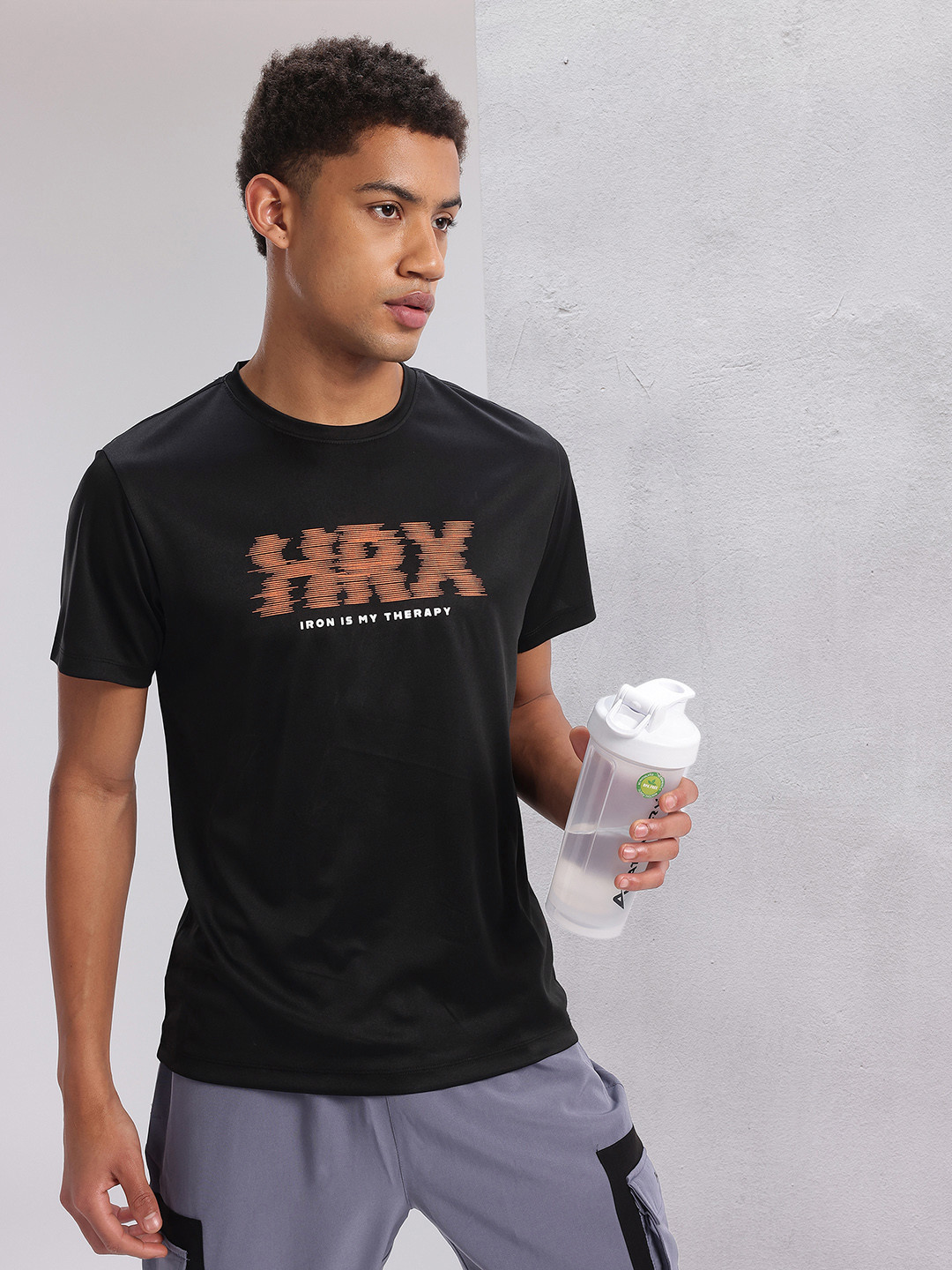 

HRX by Hrithik Roshan Twin Collection Rapid-Dry Printed Training T-shirt, Black