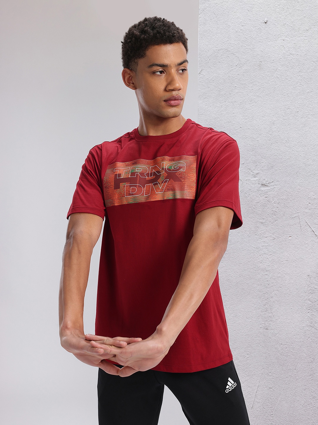 

HRX by Hrithik Roshan Twin Collection Printed Training T-shirt, Maroon