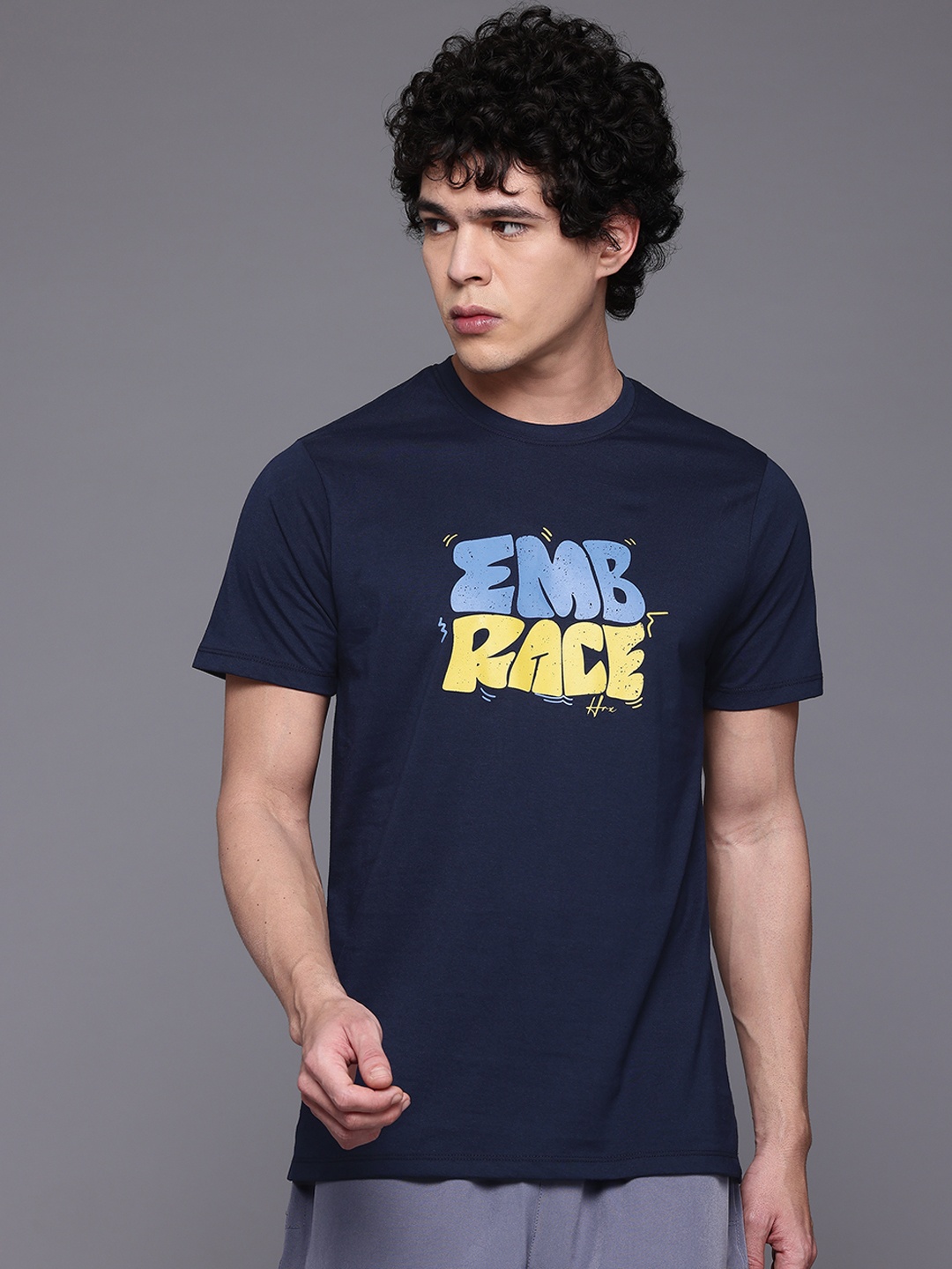 

HRX by Hrithik Roshan Typography Lifestyle T-shirt, Navy blue