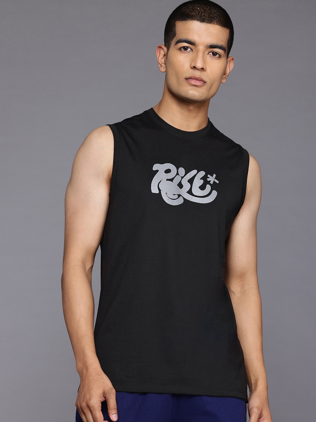 

HRX by Hrithik Roshan Typography Printed Sleeveless T-shirt, Black