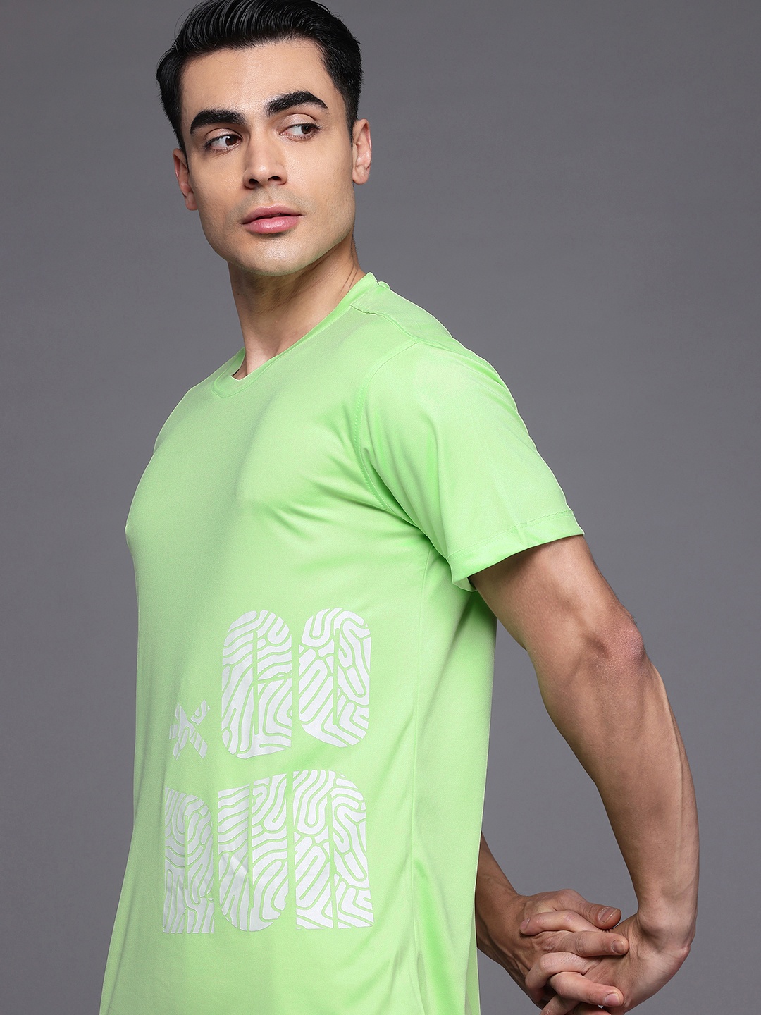 

HRX by Hrithik Roshan Typography Rapid-Dry Running T-shirt, Fluorescent green