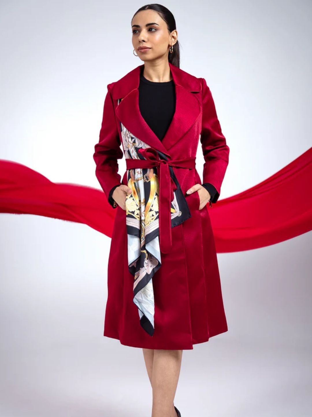 

PANKH Women Printed Blazer Dress, Red