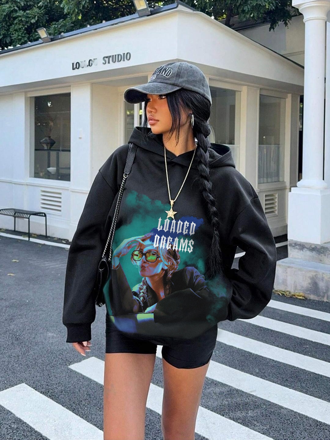 

Stylecast X Hersheinbox Printed Hooded Sweatshirt, Black