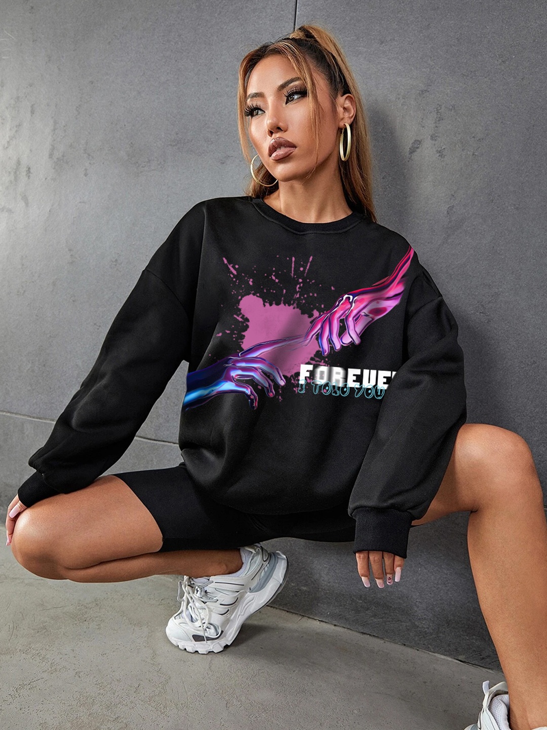 

Stylecast X Hersheinbox Women Printed Sweatshirt, Black