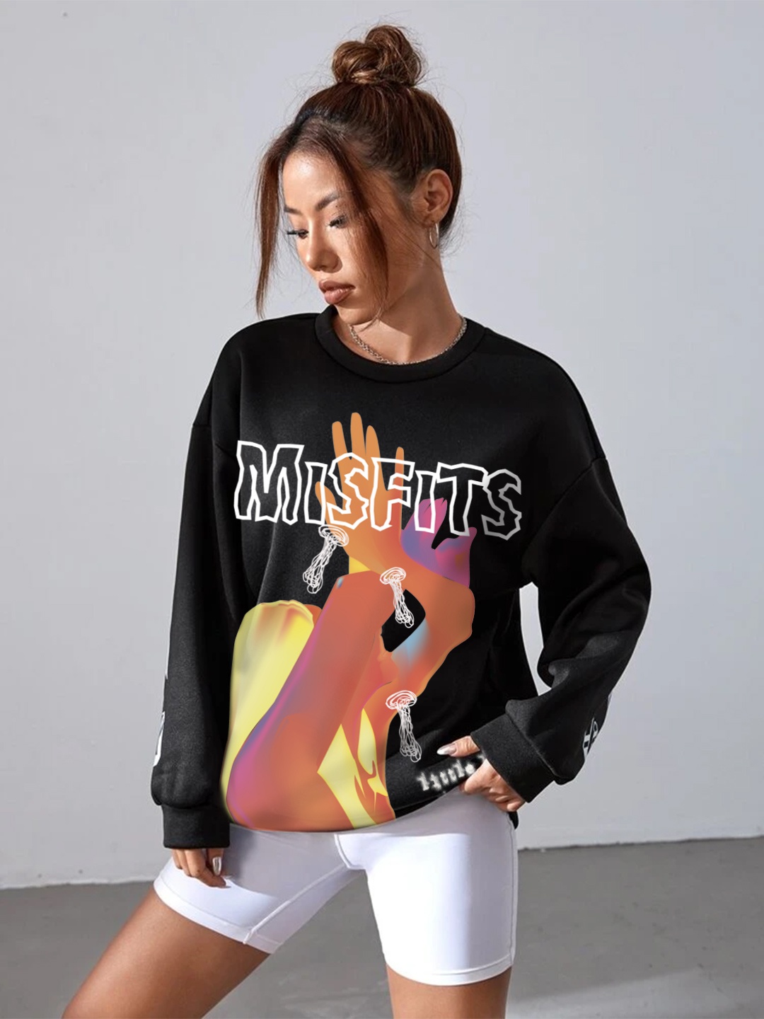 

Stylecast X Hersheinbox Graphic Printed Oversized Sweatshirt, Black
