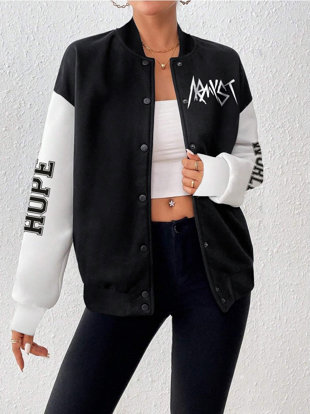 

Stylecast X Hersheinbox Printed Bomber Jacket, Black