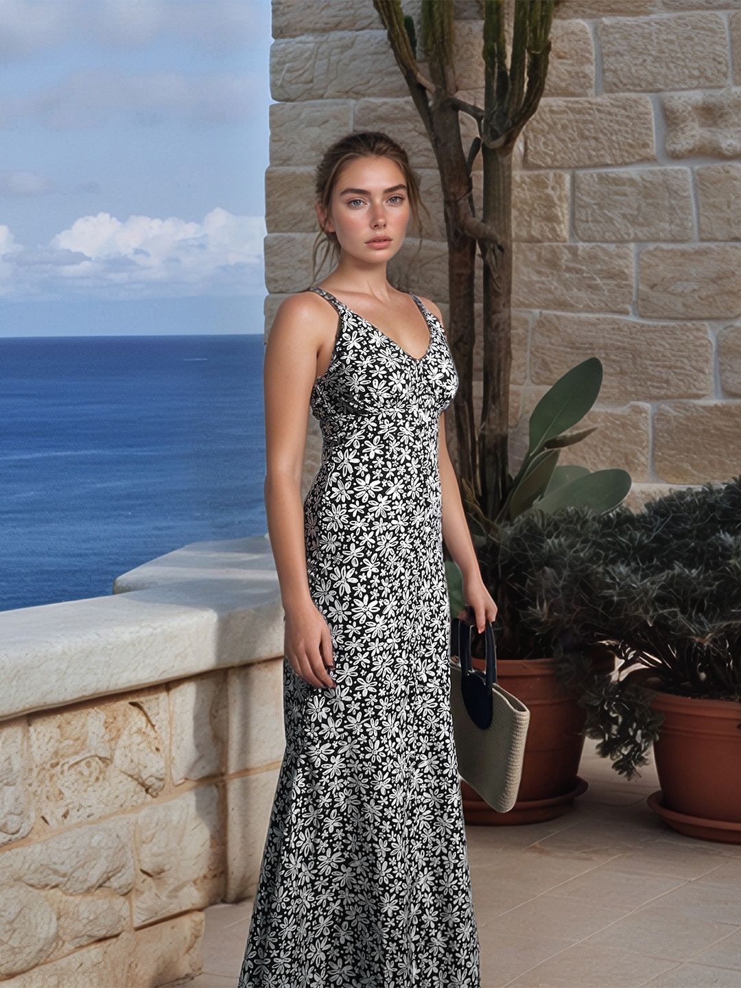 

Stylecast X Hersheinbox Floral Print A-Line Maxi Dress, Black