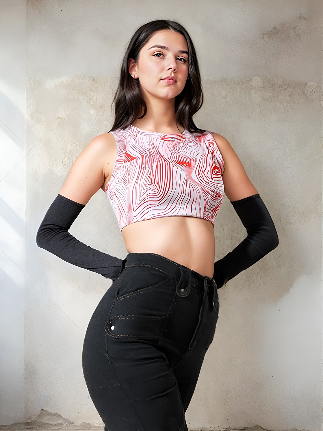 

Stylecast X Hersheinbox Abstract Print Crop Top, White