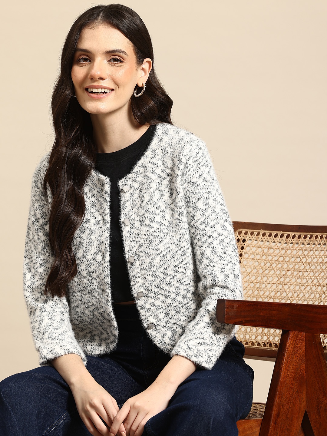 

Mast & Harbour Woollen Cardigan, Black
