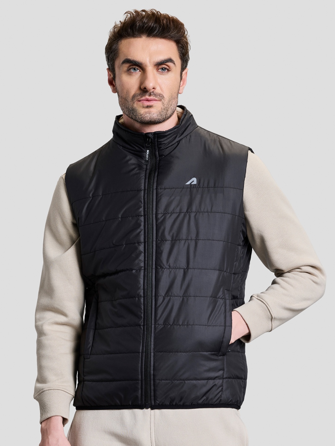 

BOLDFIT Men Mock Collar Solid Casual Padded Jacket, Black
