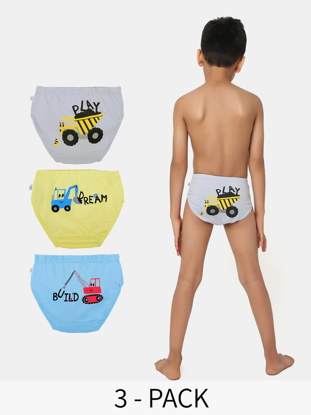 

You Got Plan B Boys Pack Of 3 Printed Cotton Basic Briefs UB-Engineer: 1-2, Blue