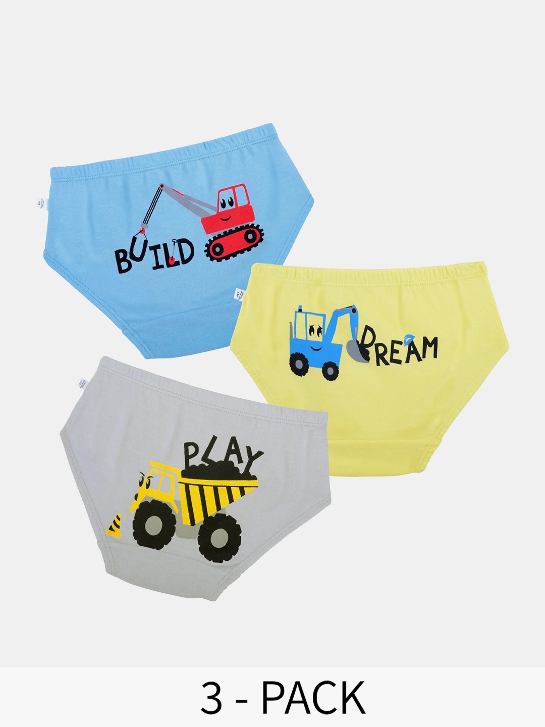 

You Got Plan B Pack Of 3 Girls Cotton Printed Mid-Rise Basic Briefs, Blue