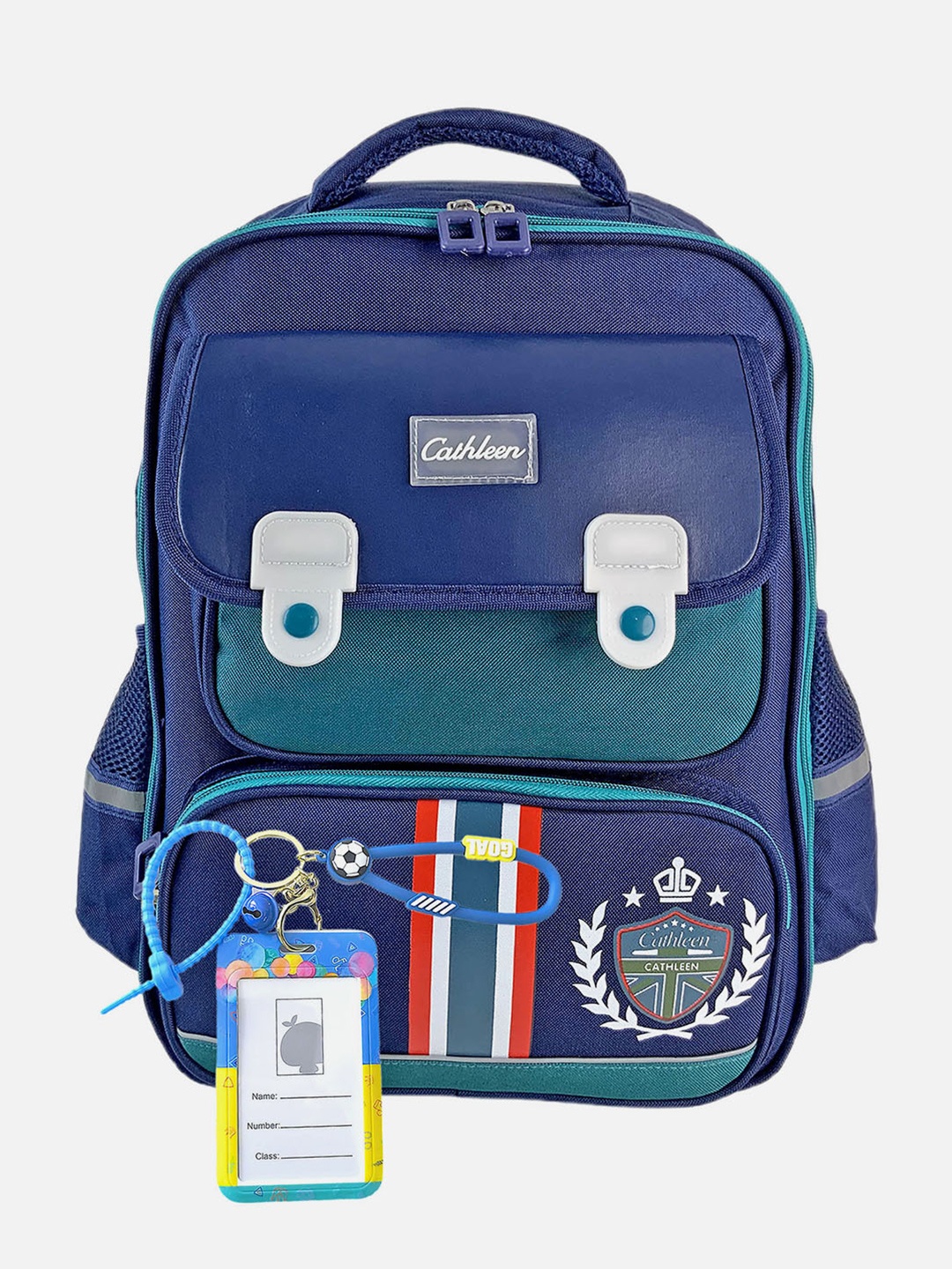 

Little Surprise Box LLP Kids Colourblocked Crest Design School Backpack, Green