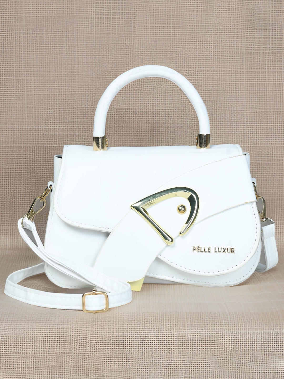 

PELLE LUXUR Women Solid Structured Satchel Bag, White