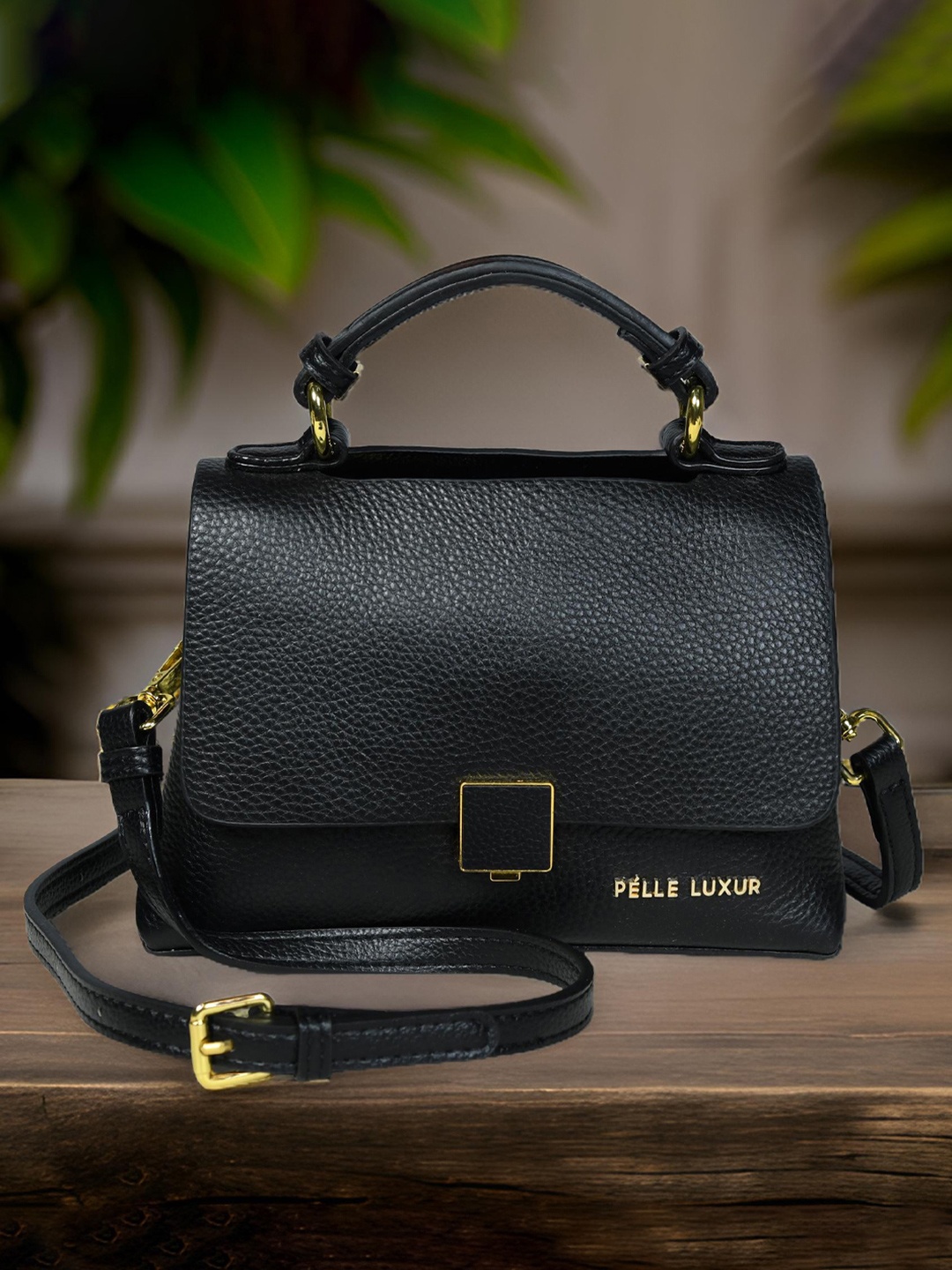 

PELLE LUXUR PU Structured Sling Bag, Black