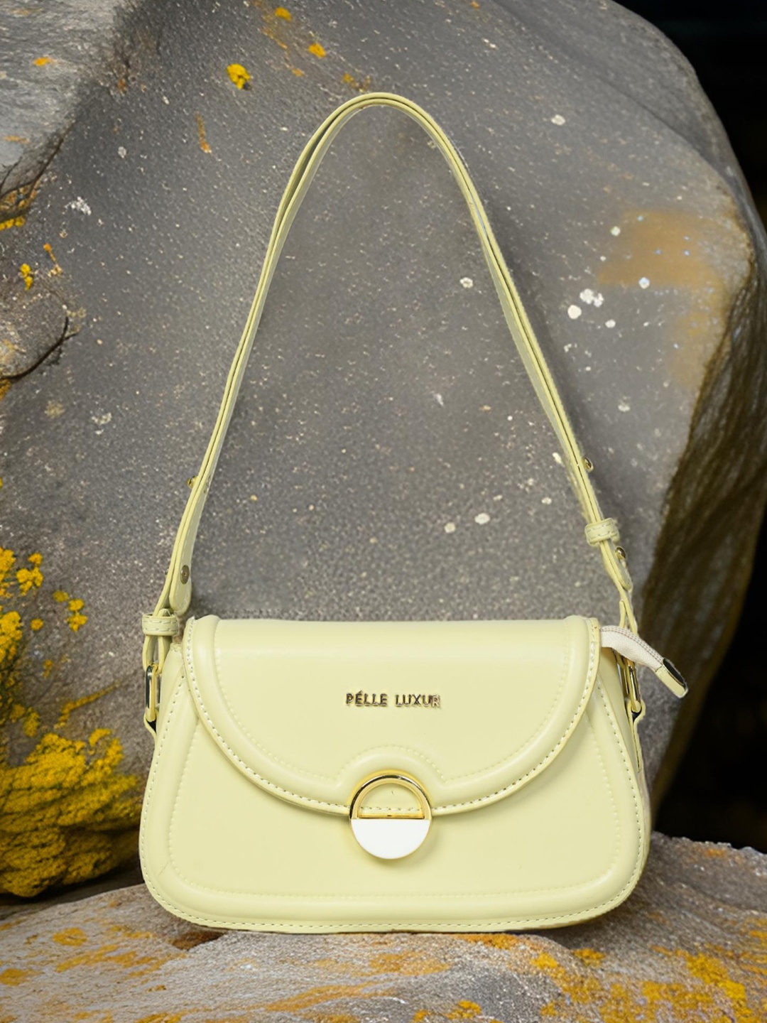 

PELLE LUXUR Women Solid Structured Sling Bag, Yellow