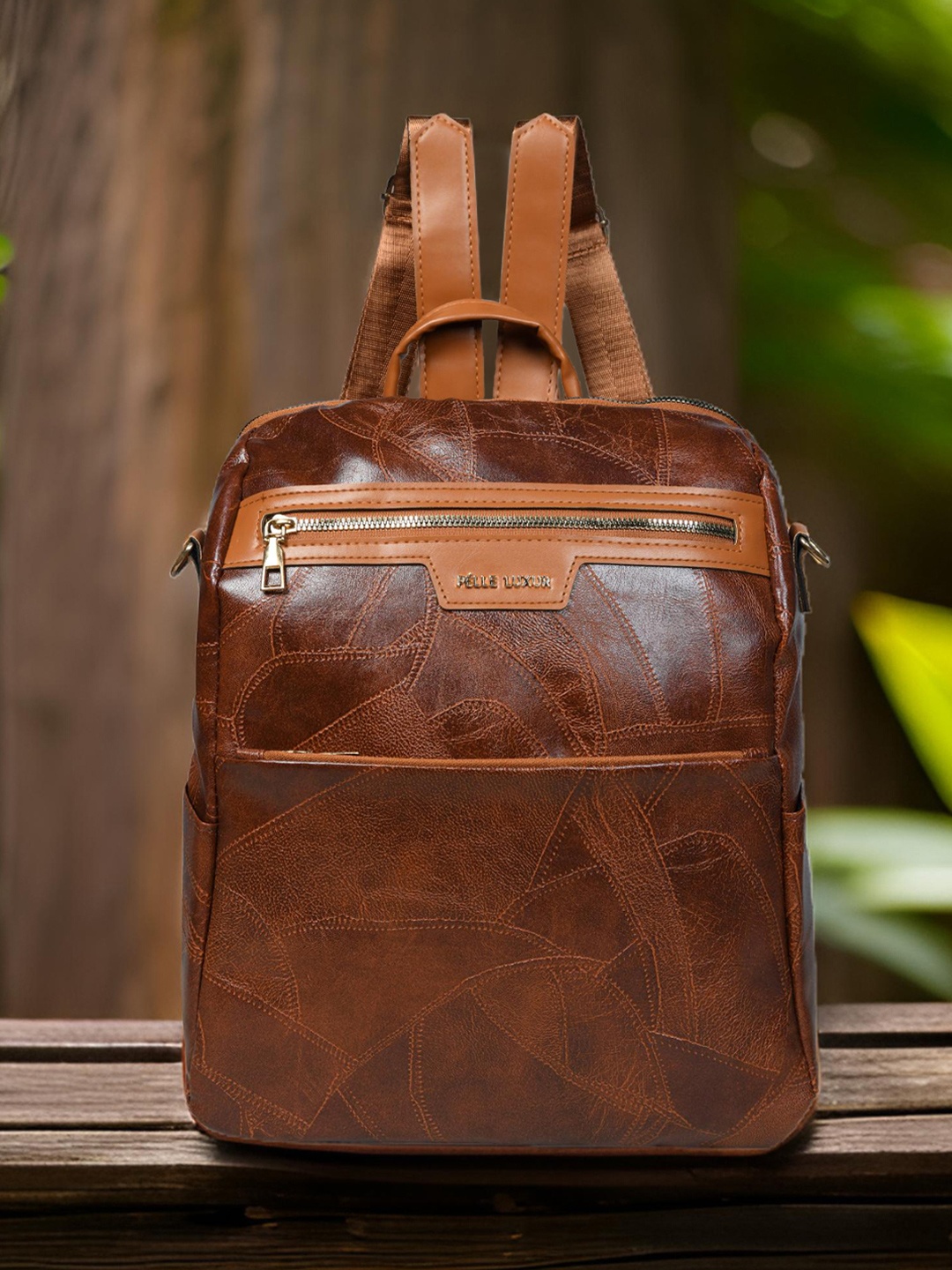 

PELLE LUXUR PU Shopper Handheld Bag, Brown