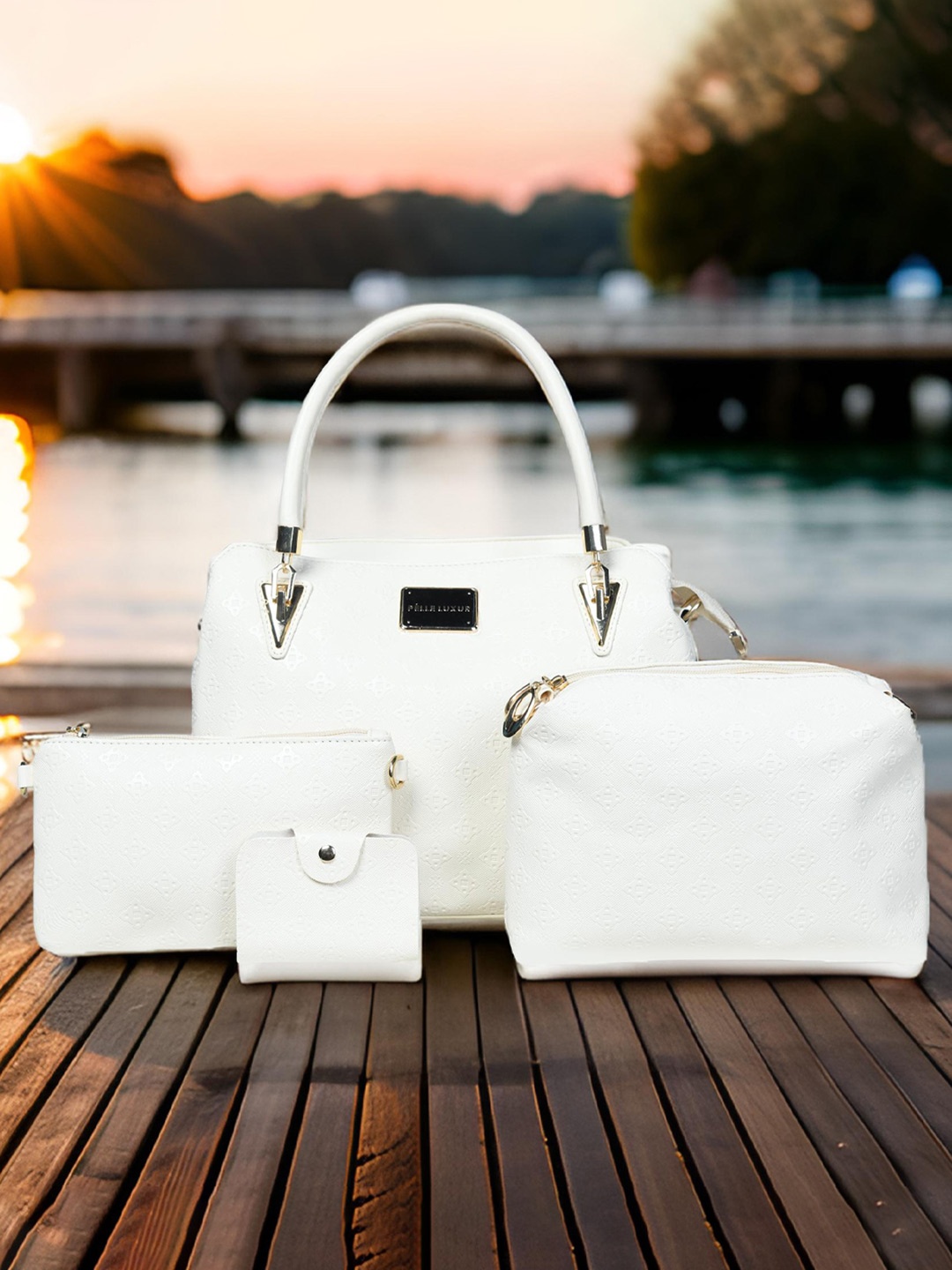 

PELLE LUXUR Women Solid Structured Handheld Bag, White