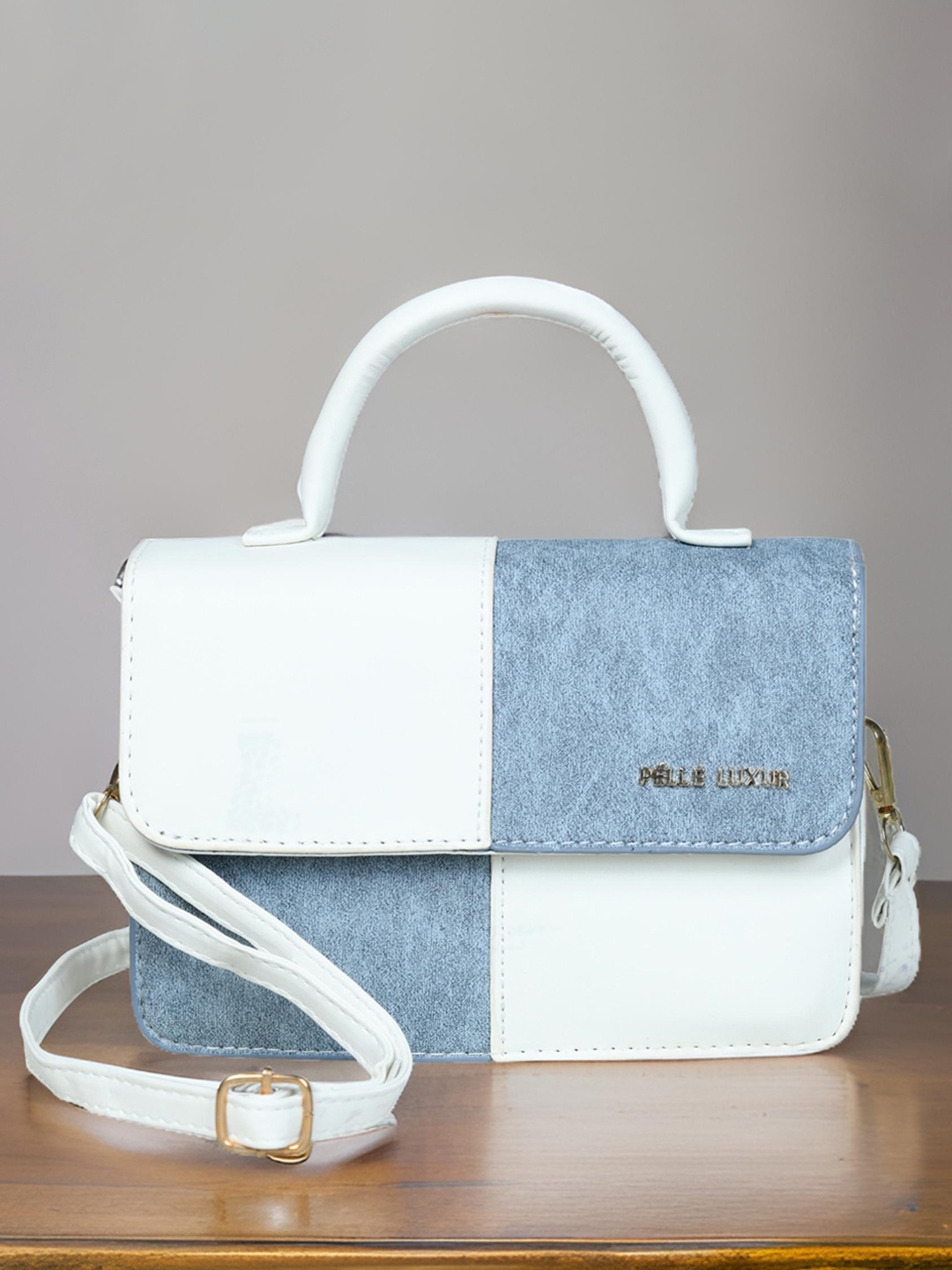 

PELLE LUXUR Women Colourblocked Swagger Sling Bag, White