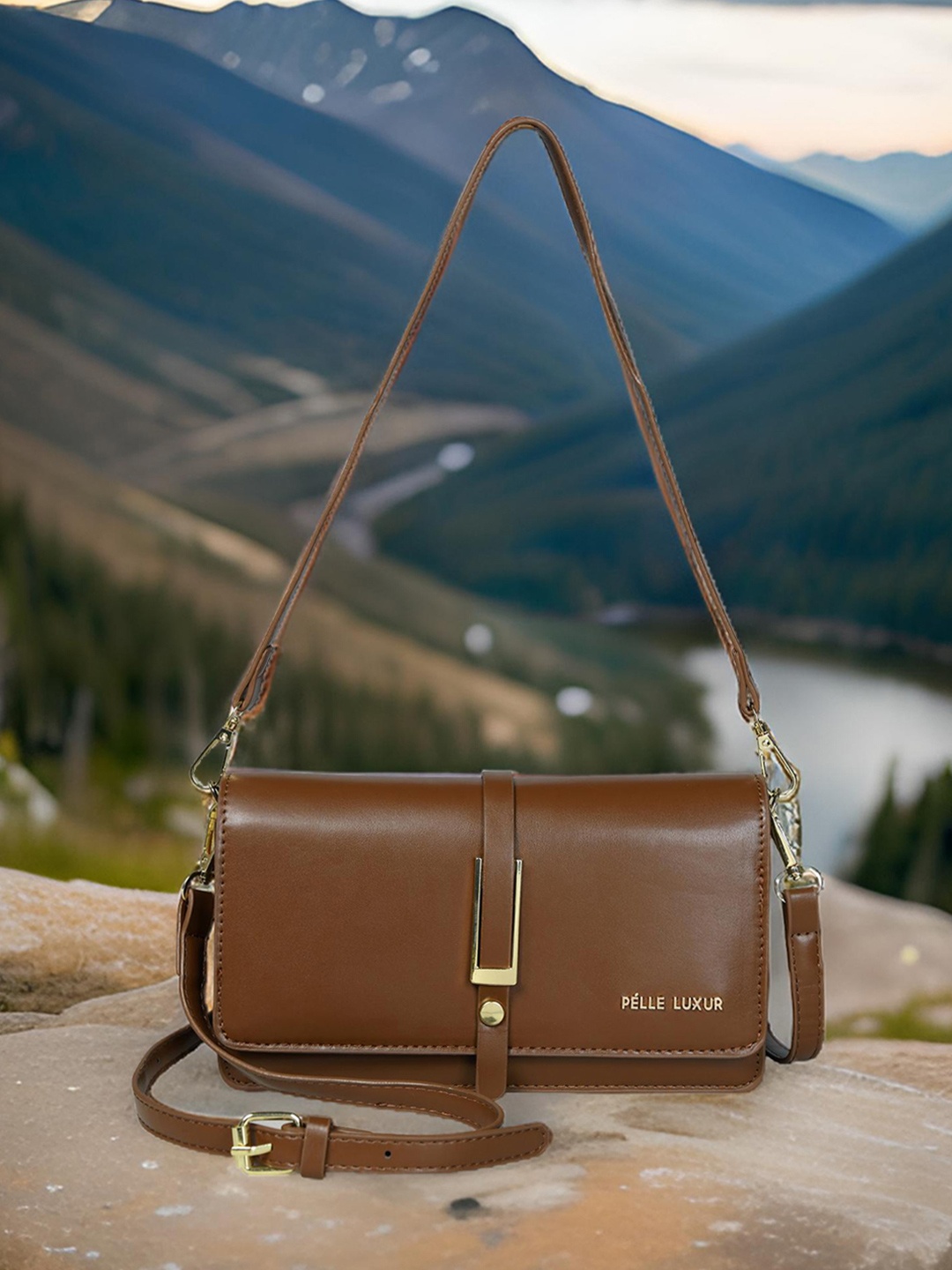 

PELLE LUXUR Women Solid Swagger Sling Bag, Brown