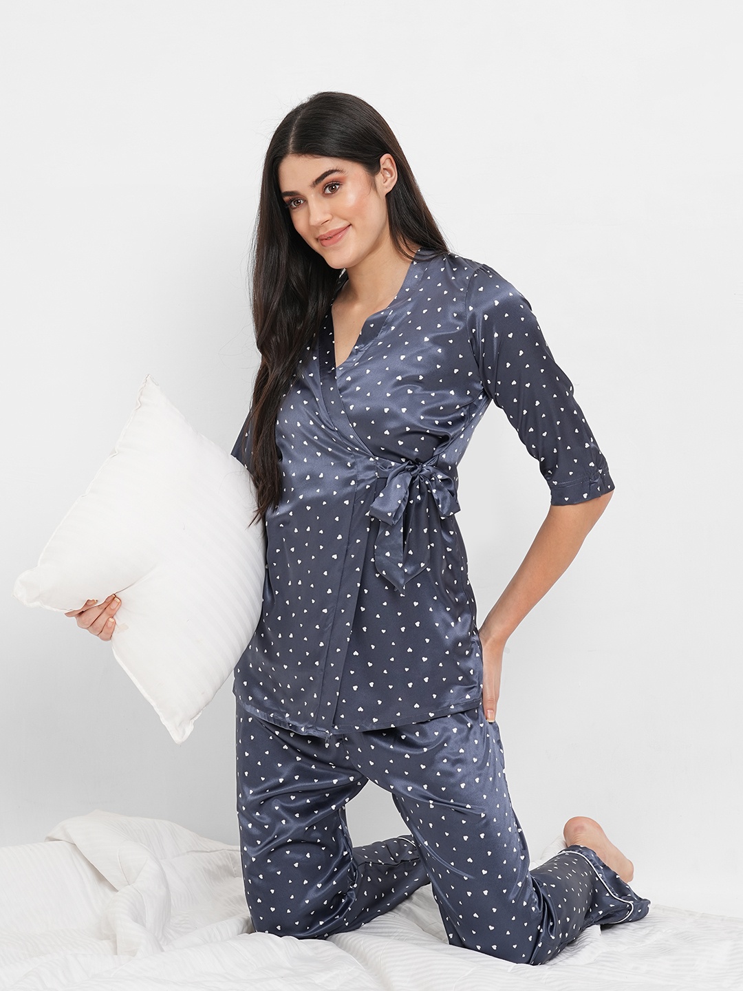 

Sweet Dreams Women Conversational Printed Night suit, Navy blue