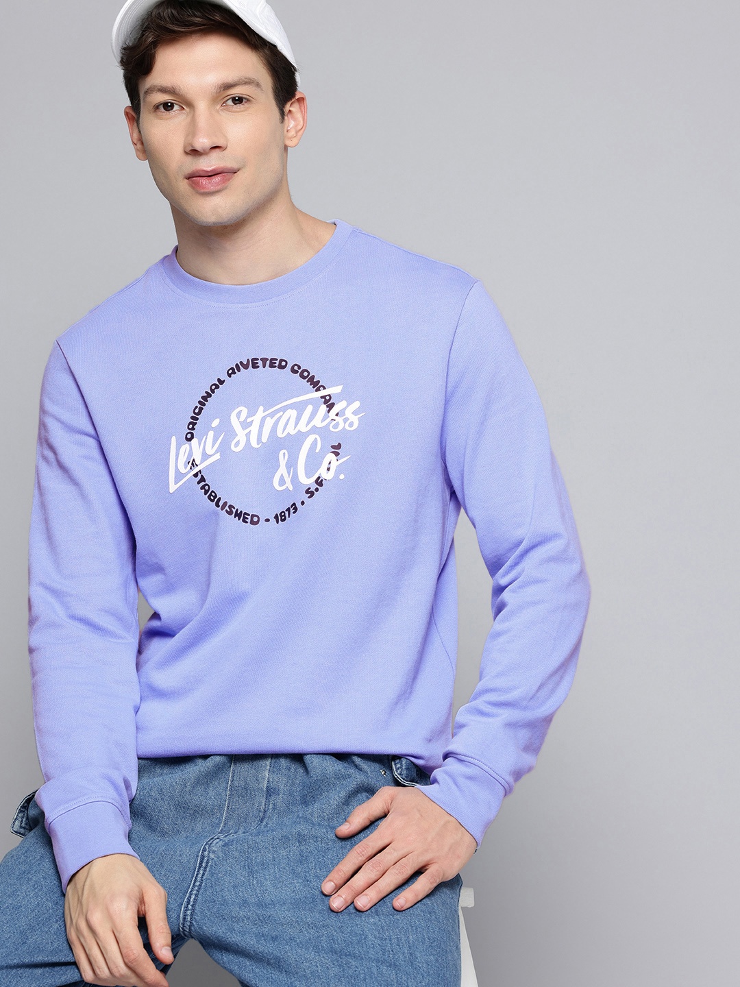 

Levis Pure Cotton Brand Logo Printed Sweatshirt, Blue
