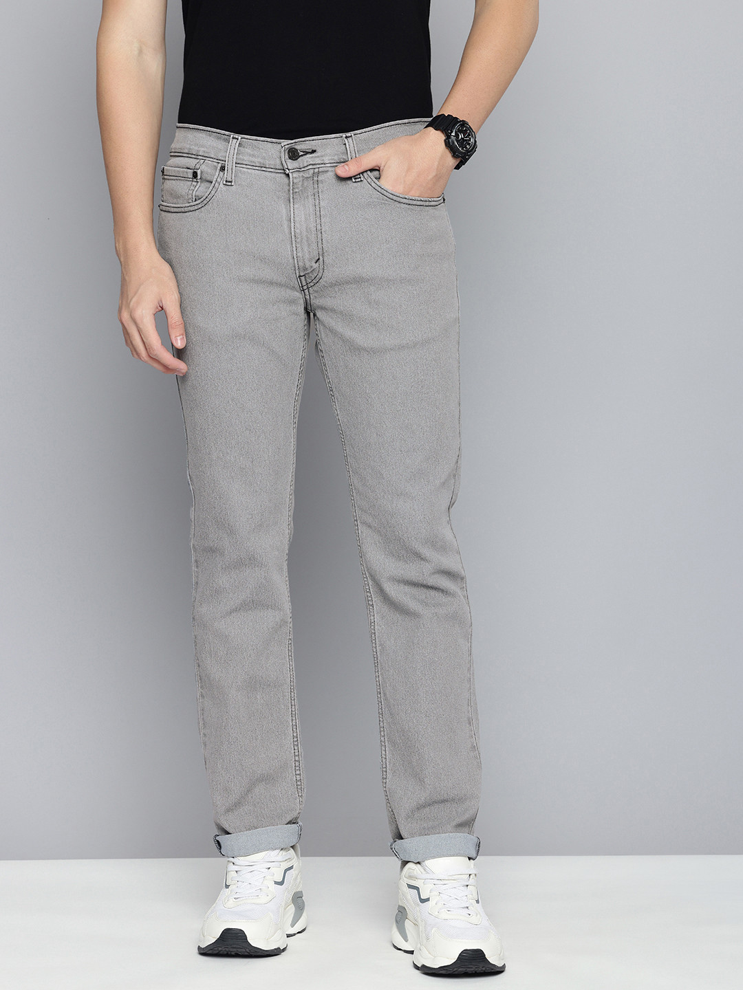 

Levis Men 512 Slim Tapered Fit Light Fade Stretchable Jeans, Grey