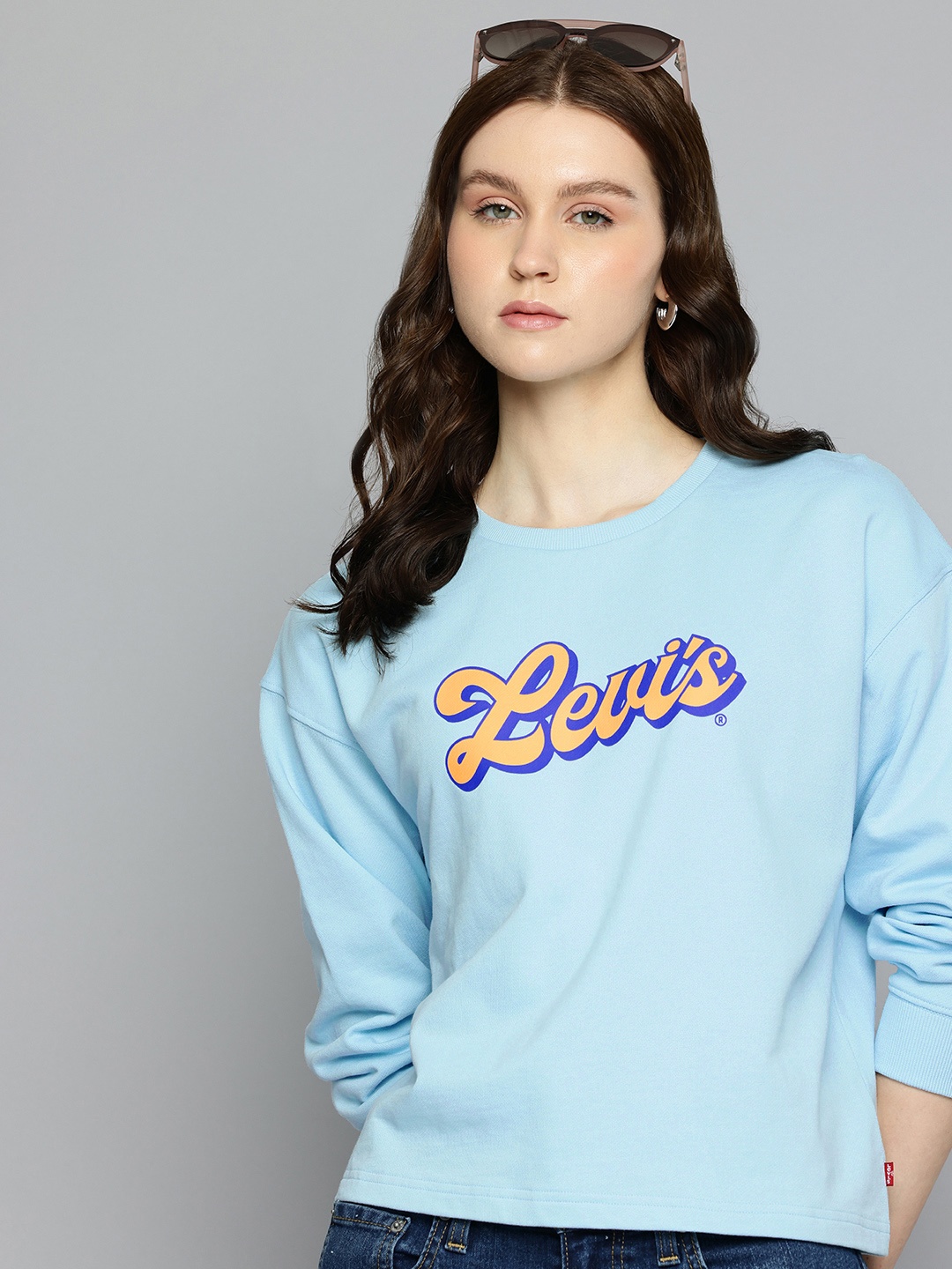 

Levis Brand Logo Printed Pure Cotton Sweatshirt, Blue
